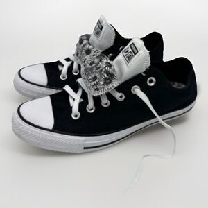 Size 10 Converse Chuck Taylor All Star Low Top Black Floral double tongue daisy